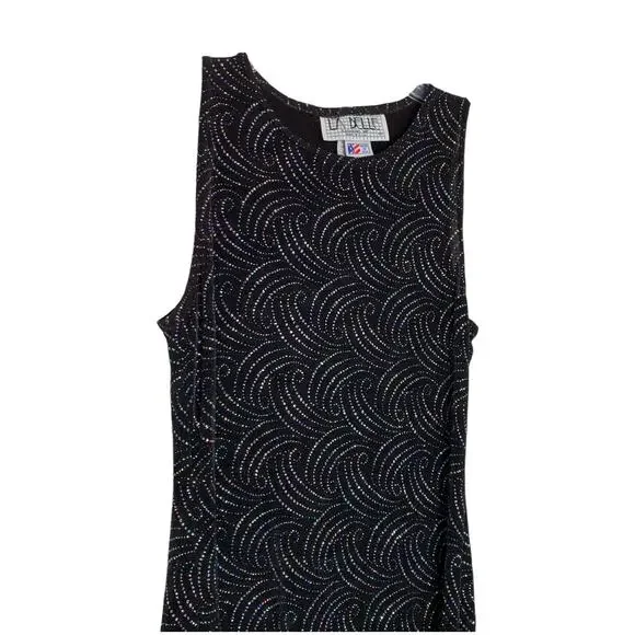 Vintage Glam Black Shimmer Glitter Sparkle Tank Sleeveless Party Dress Small - Picture 2 of 4